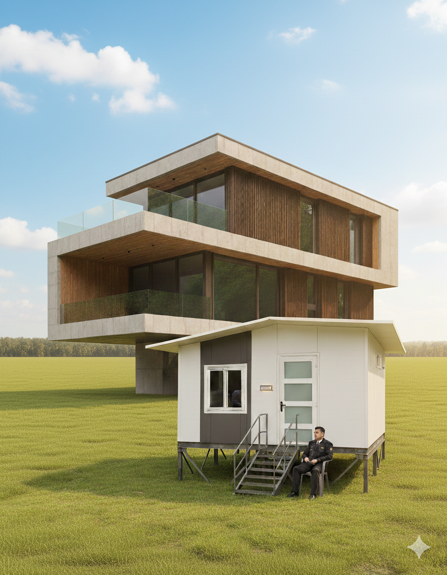 A prefabricated restaurant with outdoor seating and a welcoming facade.