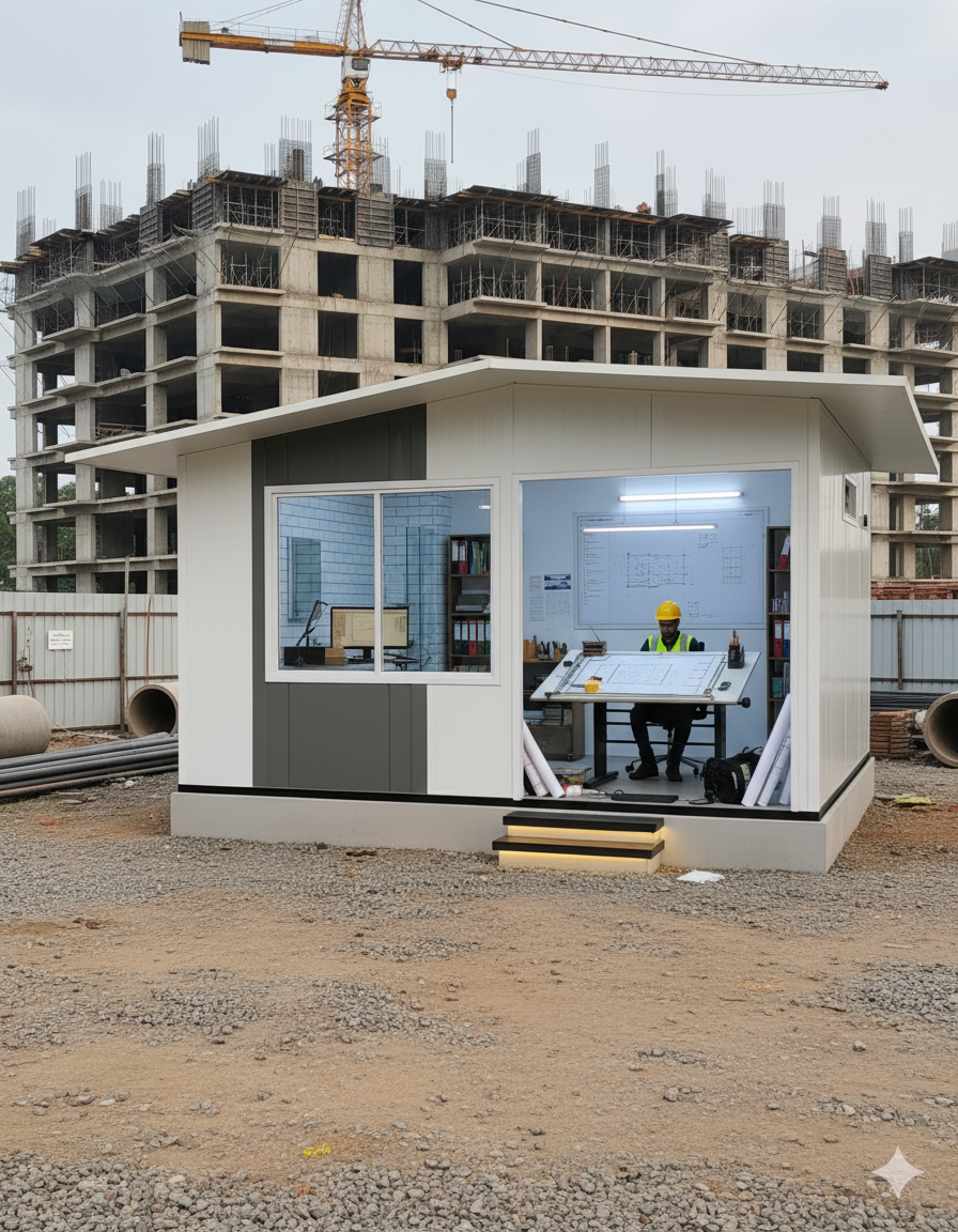 A prefabricated restaurant with outdoor seating and a welcoming facade.